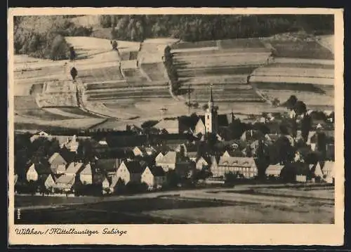 AK Wilthen /Mittellausitzer Gebirge, Ortsansicht aus der Vogelschau