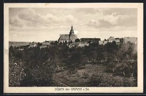 AK Döben b. Grimma, Ortsansicht aus der Vogelschau