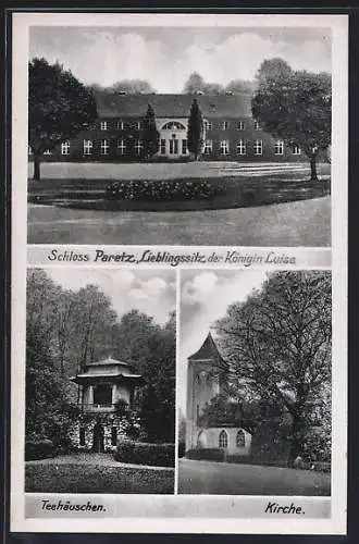 AK Paretz, Schloss, Teehäuschen, Kirche