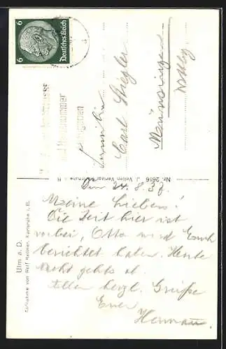 AK Ulm a. D., Münster mit Flusspartie