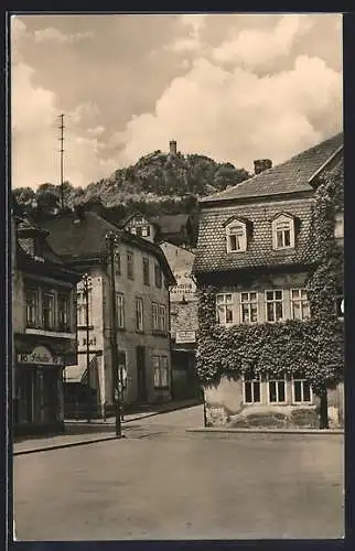 AK Bad Blankenburg /Thür., Blick vom Markt zum Greifenstein