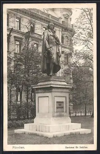 AK München, Maximiliansplatz, Denkmal für Schiller