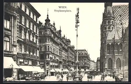 AK Wien, Strassenpartie am Stephansplatz