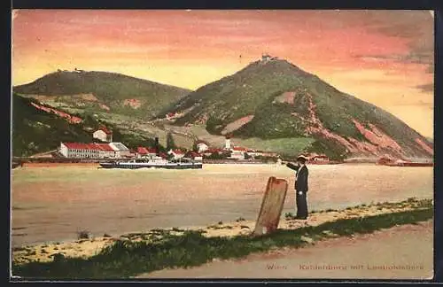 AK Wien-Kahlenberg, Ortsteilansicht mit Leopoldsberg