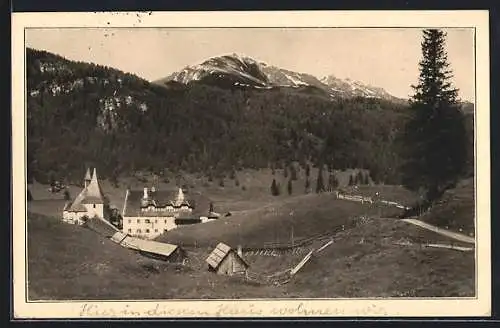 AK Flattnitz /Kärnten, Ortspartie mit Eisenhut und Wintertalnock