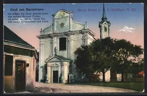 AK Mariabrunn a. d. Westbahn, Ortspartie mit Kirche