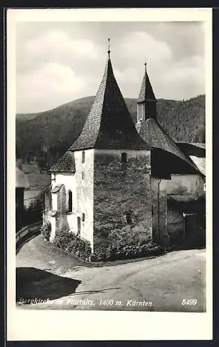 AK Flattnitz /Kärnten, Bergkirche mit Bergpanorama