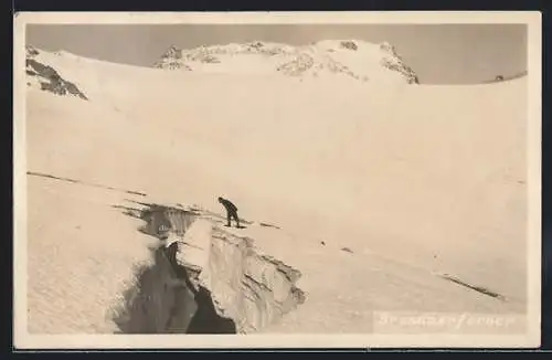 AK Brandnerferner, Schneepartie mit Gletscherspalte