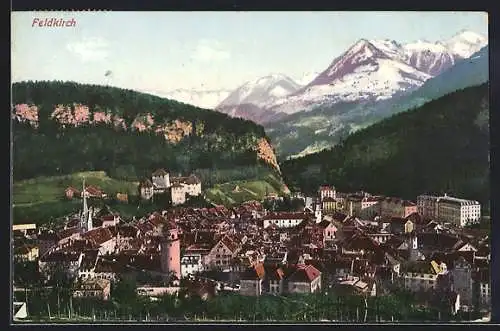 AK Feldkirch, Gesamtansicht mit Bergpanorama