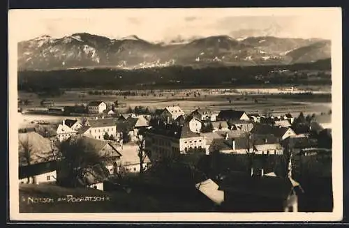 AK Nötsch am Dobratsch, Teilansicht mit Bergpanorama