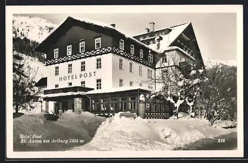 AK St. Anton am Arlberg, Hotel Post im Schnee