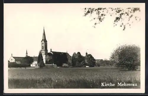 AK Mehrerau, Blick vom Feld auf die Kirche