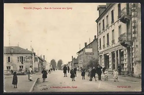 AK Thaon /Vosges, Rue de Lorraine vers Igney