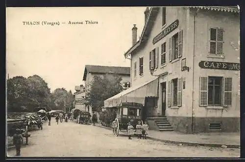 AK Thaon /Vosges, Avenue Thiers, Café Hotel Mayer