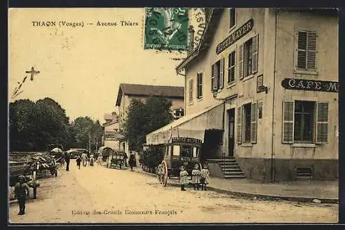 AK Thaon /Vosges, Avenue Thiers, Hotel Café Mayer