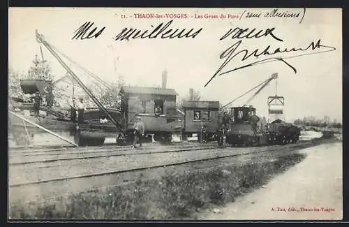 AK Thaon-les-Vosges, Les Grues du Pont