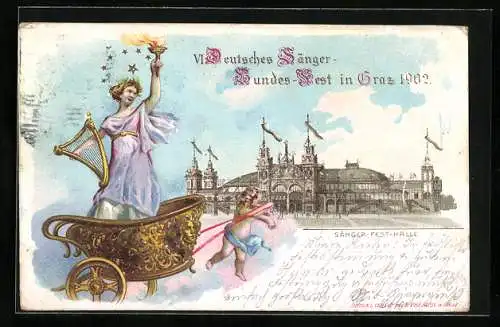 Lithographie Graz, VI. Deutsches Sänger-Bundes-Fest 1902