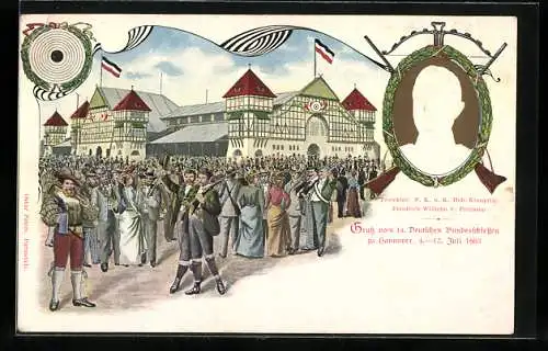 AK Hannover, 14. Deutsches Bundesschiessen 1903, Portrait Kronprinz Friedrich Wilhelm v. Preussen, Schützenfest