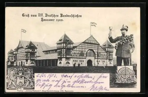 AK Hannover XIV. Deutsches Bundesschiessen 1903, Bundesfesthalle & Schütze