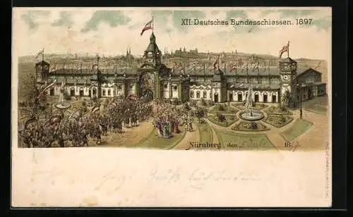 Lithographie Nürnberg, XII. Deutsches Bundesschiessen 1897