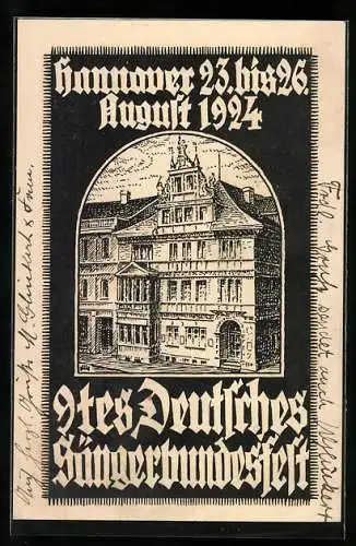 AK Hannover, 9. deutsches Sängerbundesfest 1924, Gebäudeansicht