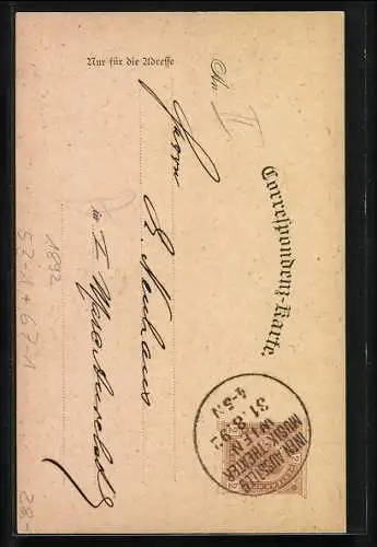 Vorläufer-Lithographie Wien, Internationale Musik- und Theater-Ausstellung 1892, Tonhalle, Ganzsache