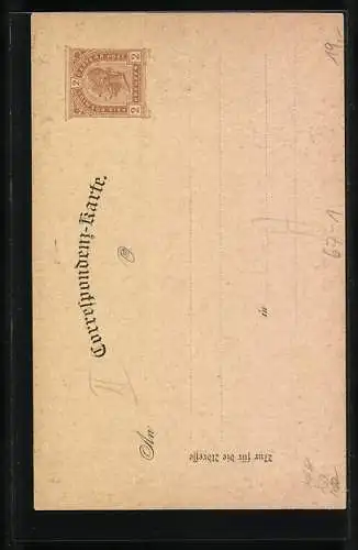Lithographie Wien, Internationale Musik- und Theater-Ausstellung 1892, Theater, Ganzsache 2 Kreuzer