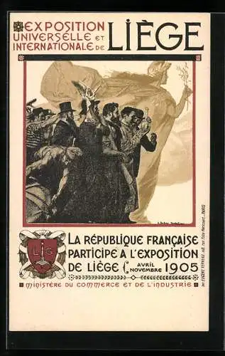 Künstler-AK Liège, Exposition Universelle et Internationale 1905, La Republique Francaise