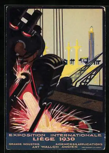 Künstler-AK Liége, Exposition Internationale 1930, Grande Industrie, Sciences & Applications