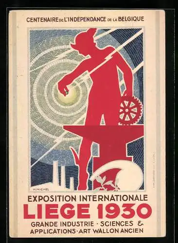 Künstler-AK Liege, Exposition Internationale 1930, Centenaire de l`Independance de la Belgique