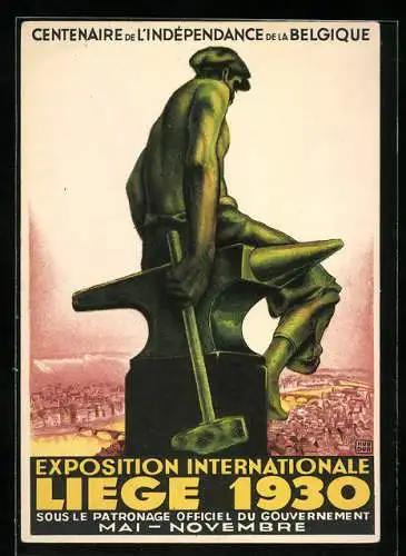 Künstler-AK Liege, Exposition Internationale 193, Centenaire de l`Independance de la Belgique, Ausstellung