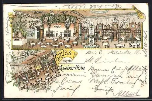 Lithographie Kiel, Zauberflöte mit Saal