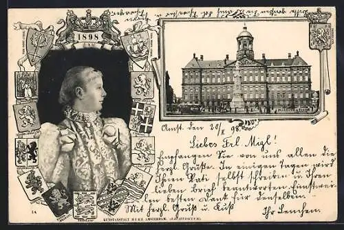 AK Amsterdam, Paleis v. HM de Koningin, Koningin Wilhelmina