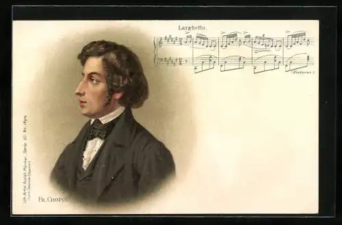 Lithographie Portrait Fr. Chopin, Komponist