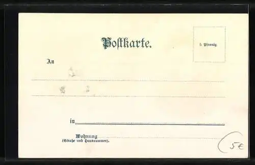 Lithographie Komponist W. A. Mozart und sein Geburtshaus