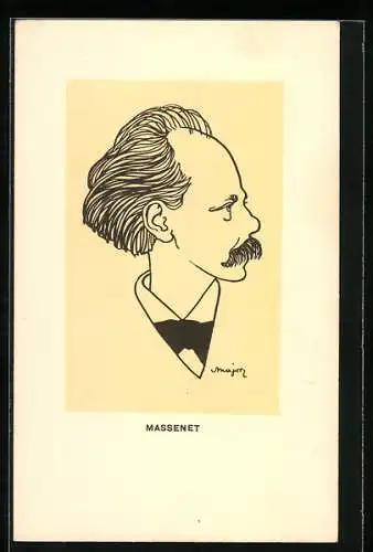 Künstler-AK Major: Massenet, Karikatur des Komponisten