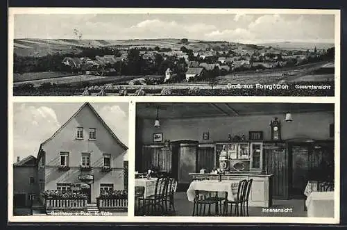 AK Ebergötzen, Gasthaus zur Post K. Tölle mit Innenansicht, Gesamtansicht