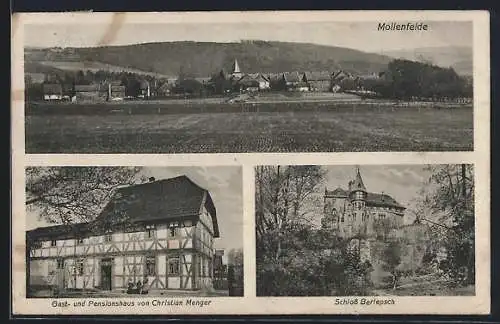 AK Mollenfelde, Gast- und Pensionshaus C. Menger, Schloss Berlepsch, Gesamtansicht mit Umgebung