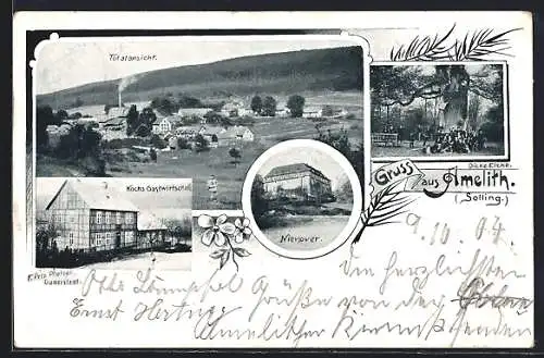 AK Amelith /Solling, Kochs Gasthaus, Dicke Eiche, Nienover, Totalansicht