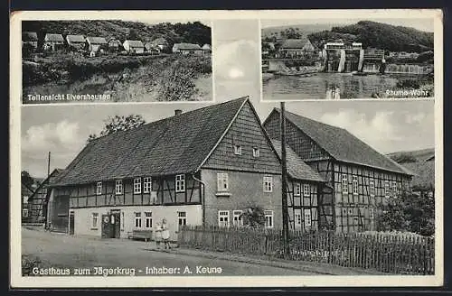 AK Elvershausen, Gasthaus zum Jägerkrug, Rhume-Wehr