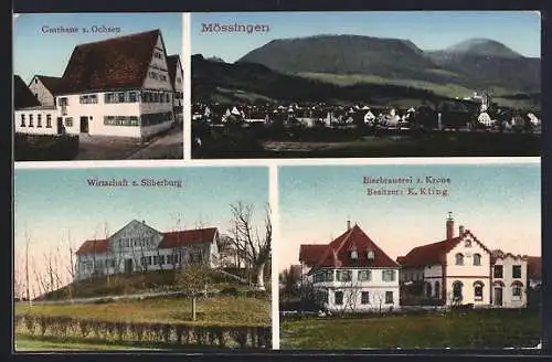 AK Mössingen, Gasthaus z. Ochsen, Wirtschaft z. Silberburg, Bierbrauerei z. Krone
