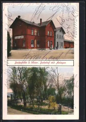 AK Bodenfelde a. Weser, Bahnhof mit Anlagen