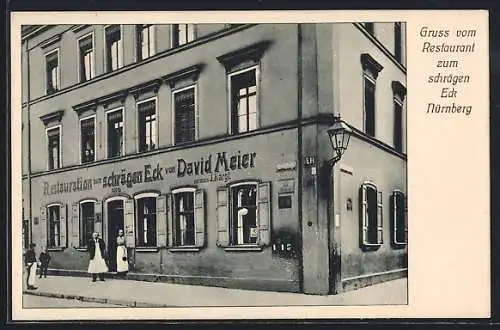 AK Nürnberg, Restaurant zum schrägen Eck von David Meier, Ecke Kernstrasse