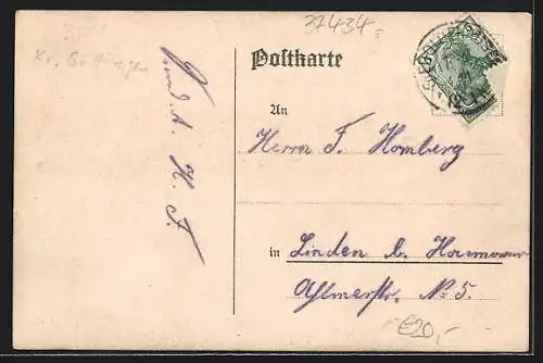 Lithographie Gieboldehausen, Kaiserl. Postamt, Gemeinde-Rathaus, Königl. Amtsgericht