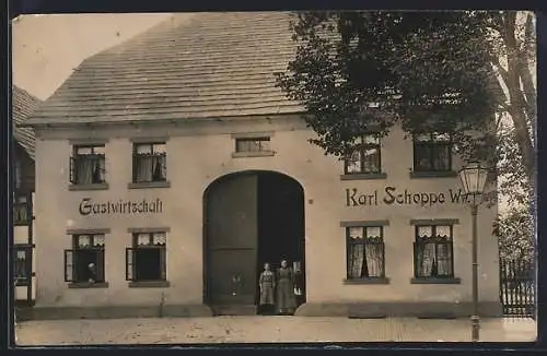 Foto-AK Altendorf /Holzminden, Gastwirtschaft Karl Schoppe Ww.