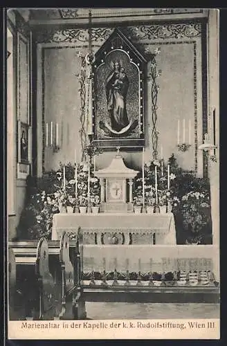 AK Wien, Marienaltar in der Kapelle der k. k. Rudolfstiftung