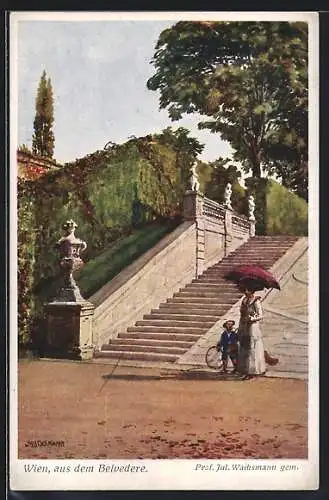Künstler-AK Wien, Mutter mit ihrem Kind im Belvedere