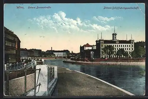 AK Wien, Untere Donaustrasse, Donau-Schiffahrtsgesellschaft