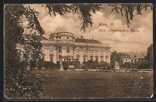 AK Wien, Fürst Schwarzenberg-Palais mit Garten