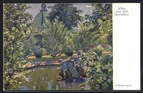 Künstler-AK Wien, Partie aus dem Belvedere